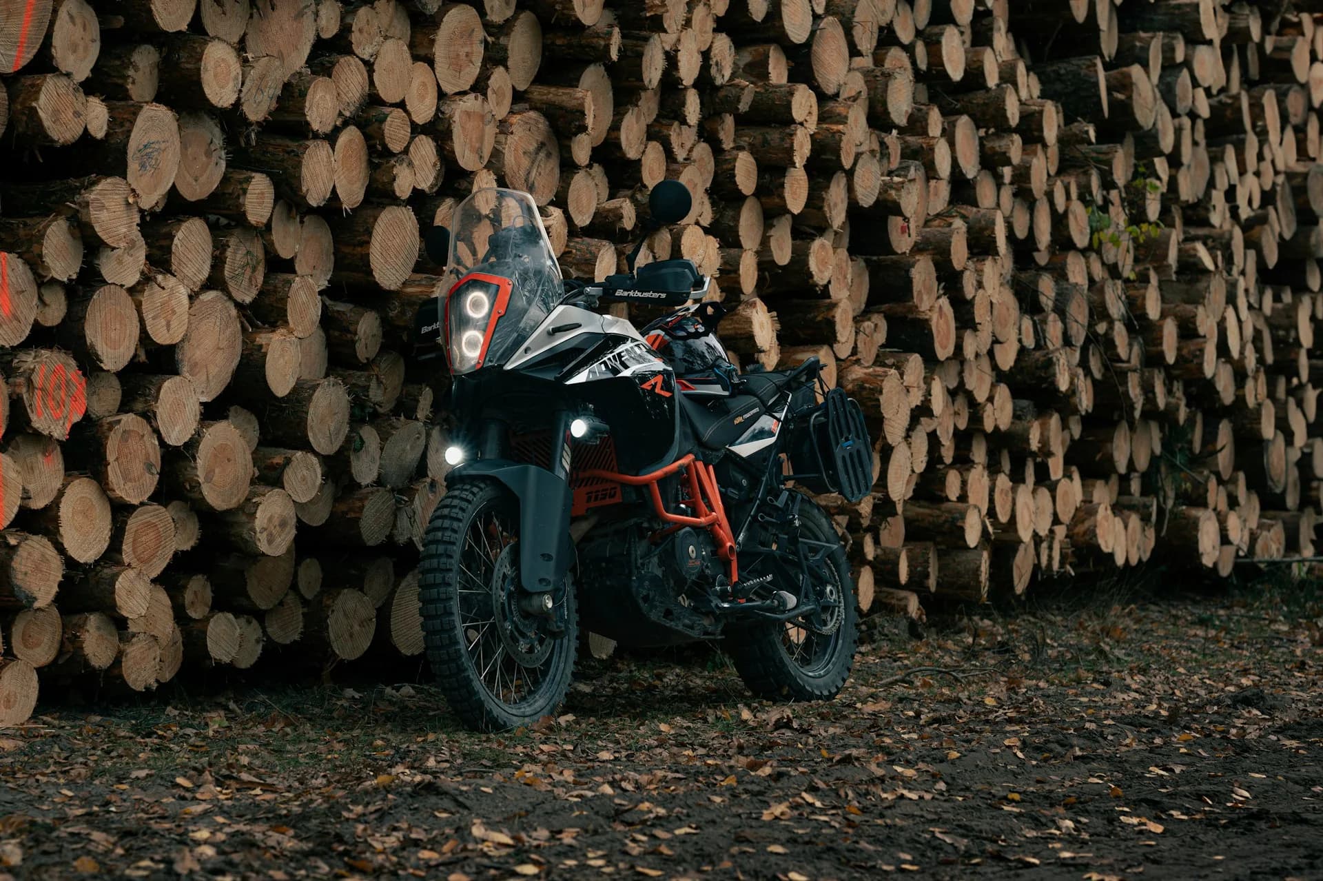 Adventure motorcycle on a scenic road in Romania